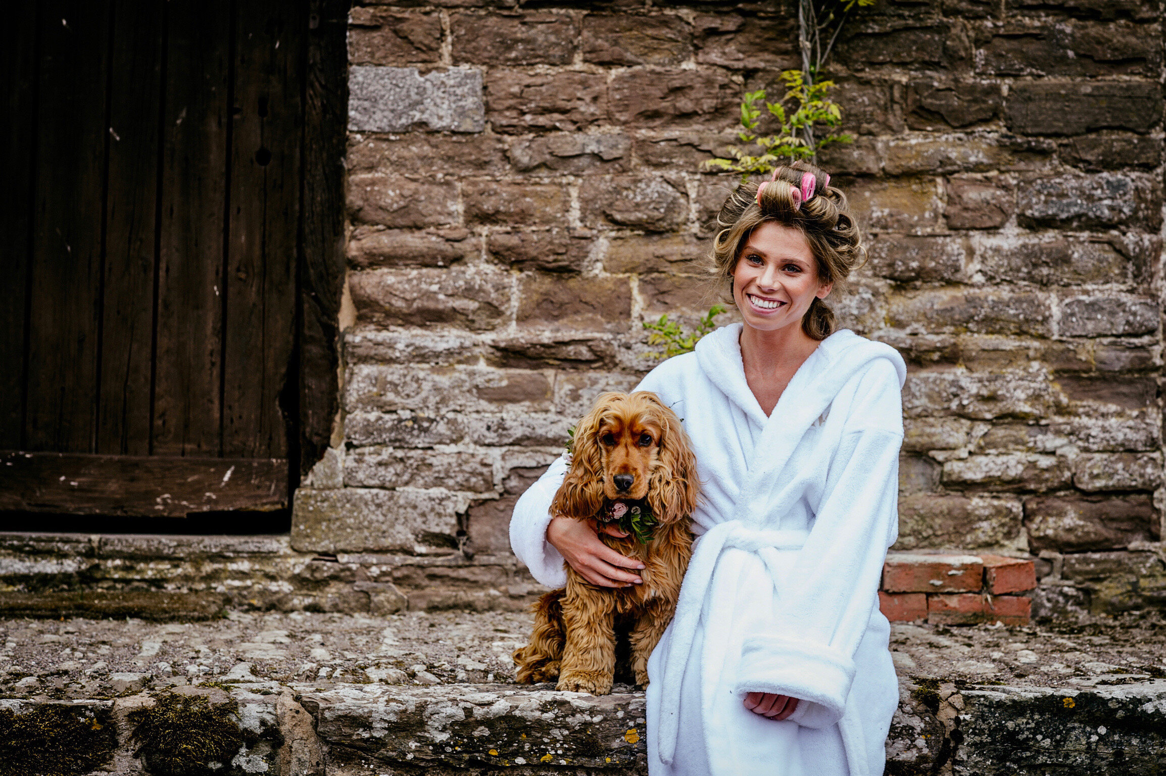 Bride and Cocker Spaniel