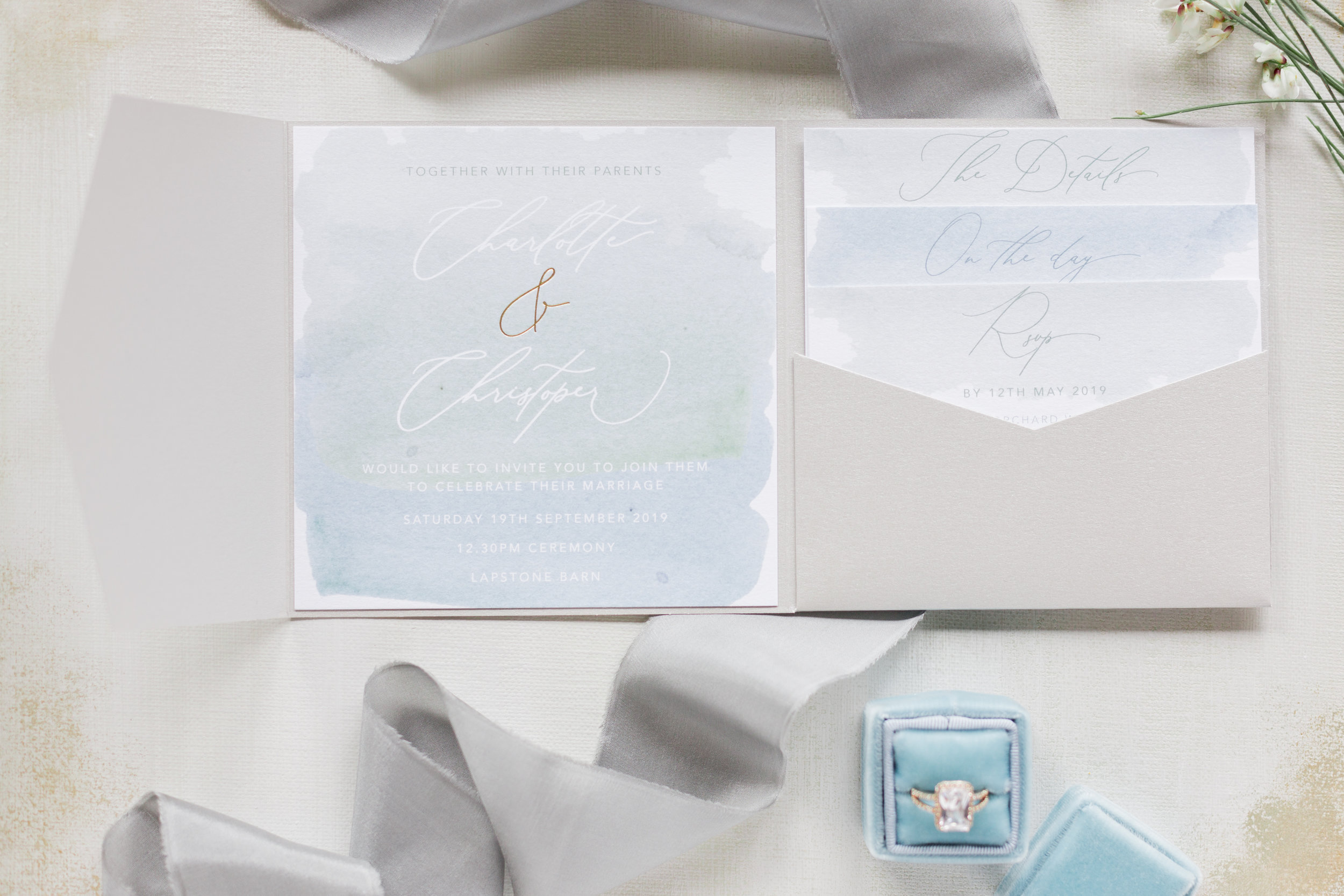 Pocketfold wedding invitation