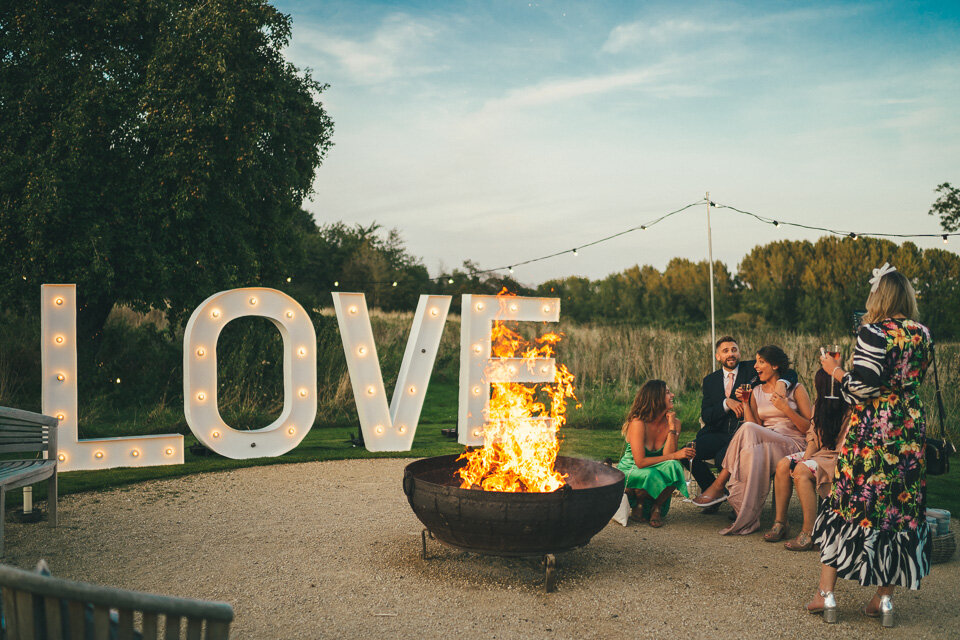 Olivia and Ed, Elmore Court wedding LOVE sign