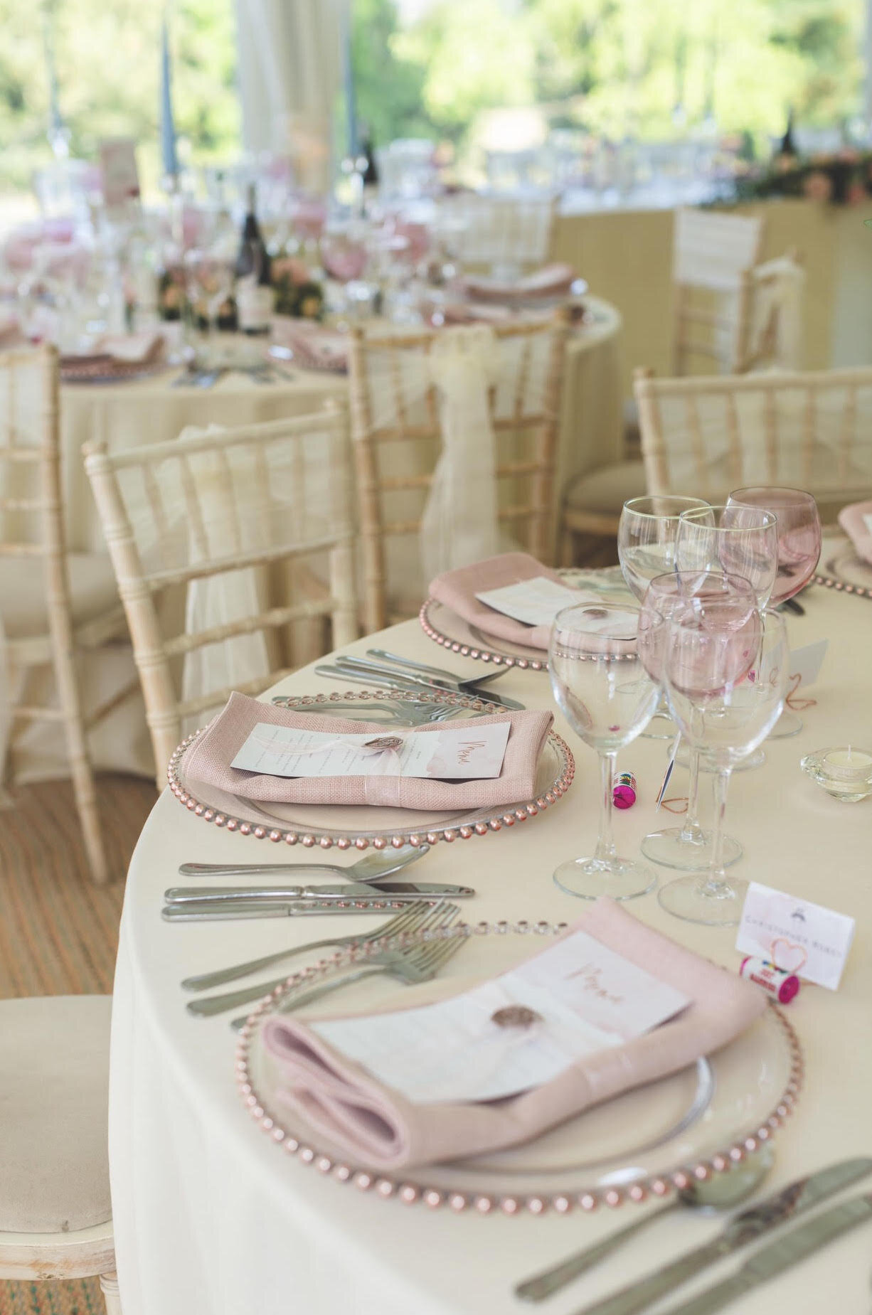 Flamingo Blush Menu with Wax Stamp and Place Name